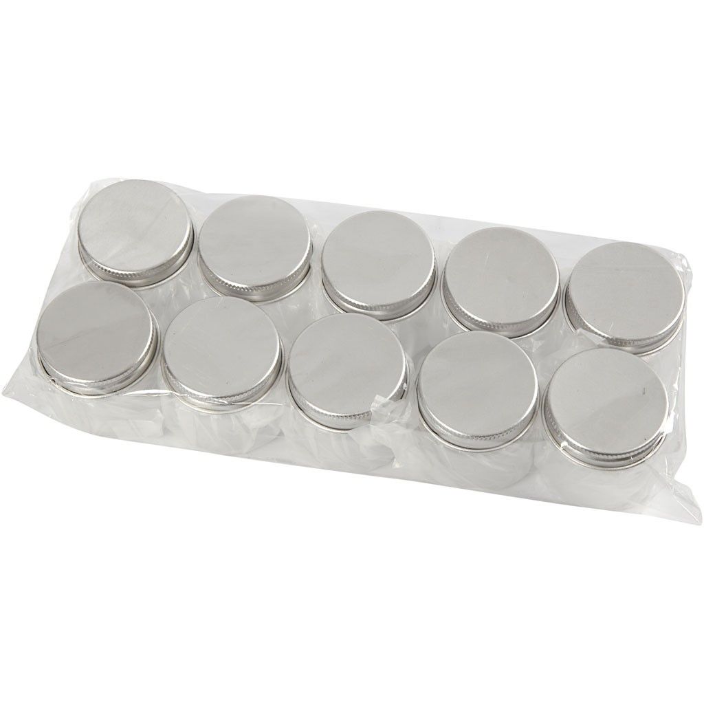 Plastic Jar with Screw - on Lid, H: 45mm, D: 44mm, 10 pcs, 50ml - Home - Crafts
