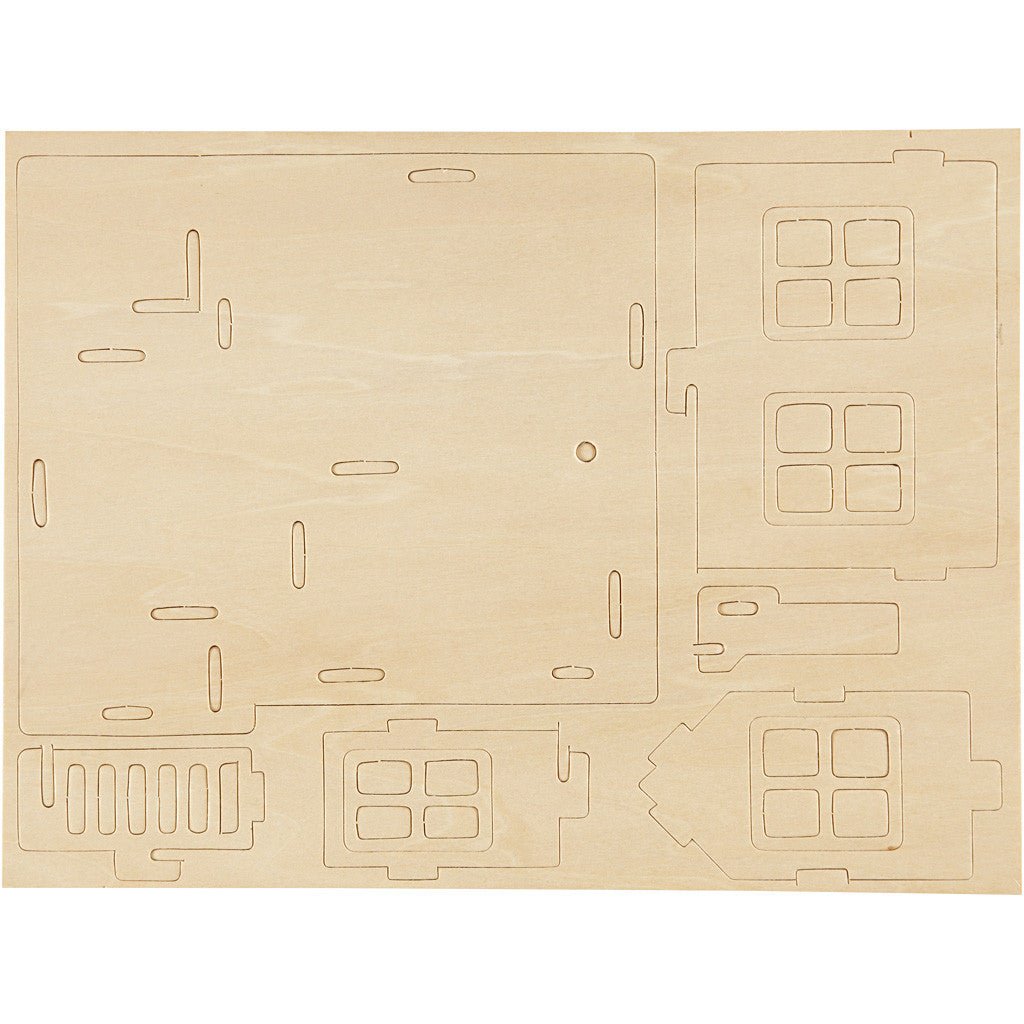 Plywood 3D Construction Kit Toys Children Decoration Crafts 19x17.5x15 cm - House With Terrace - Home - Crafts