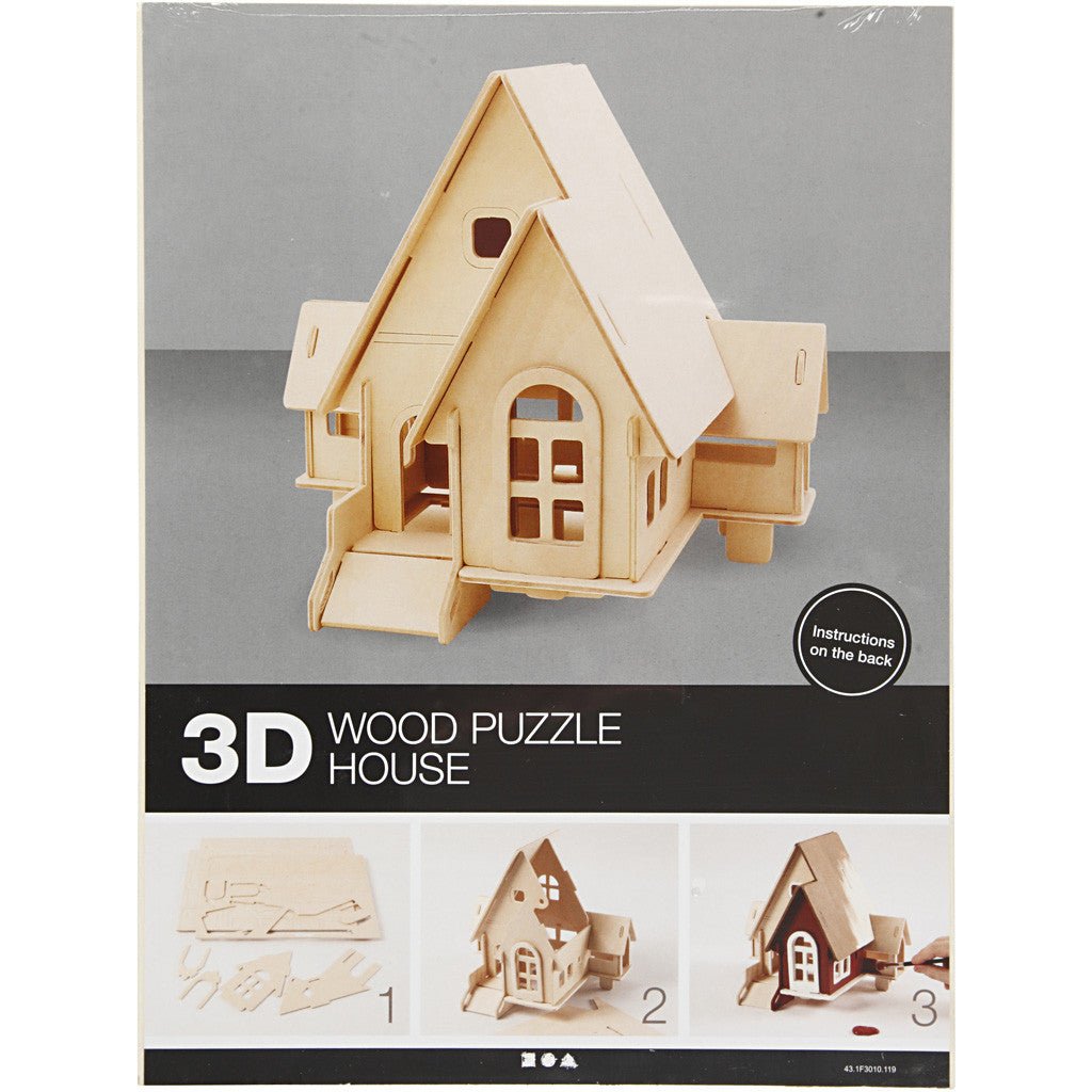 Plywood 3D Construction Kit Toys Children Decoration Crafts 22.5x17.5x20.5 cm - House With Ramp - Home - Crafts