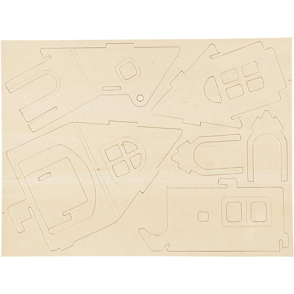 Plywood 3D Construction Kit Toys Children Decoration Crafts 22.5x17.5x20.5 cm - House With Ramp - Home - Crafts