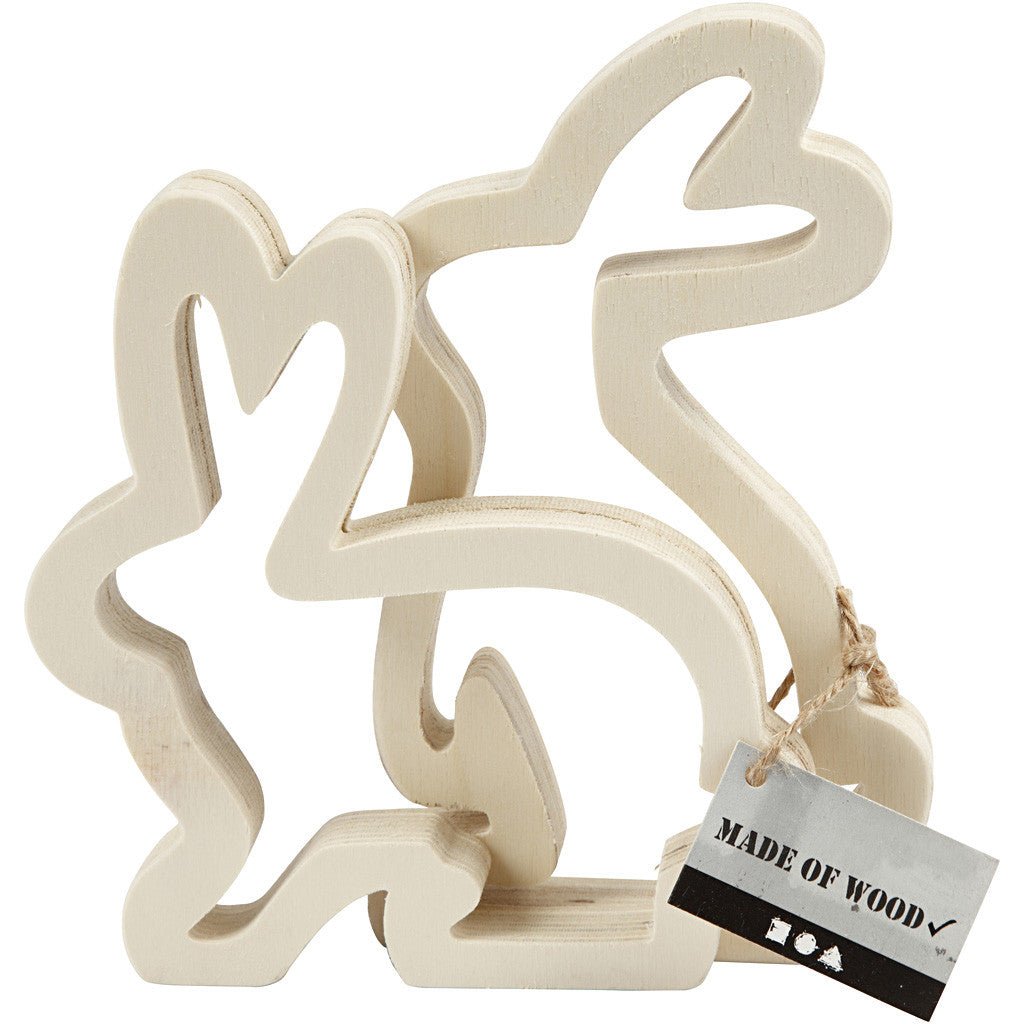 Plywood Assorted Bunnies Decoration Animals Figures Crafts H: 14 cm W: 13 cm - Home - Crafts