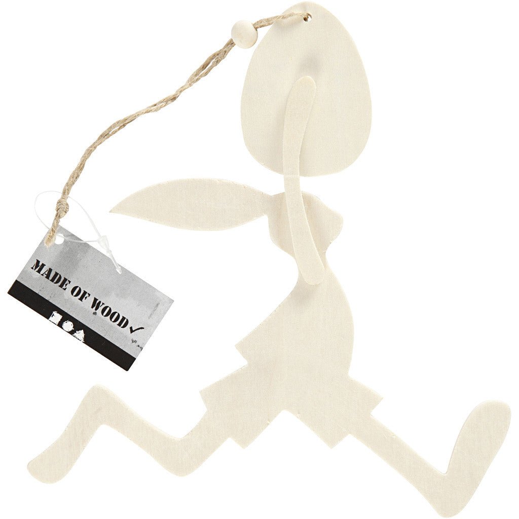 Plywood Bunny Egg With String Hanging Decoration Animals Figures Crafts H: 18 cm W: 17 cm - Home - Crafts