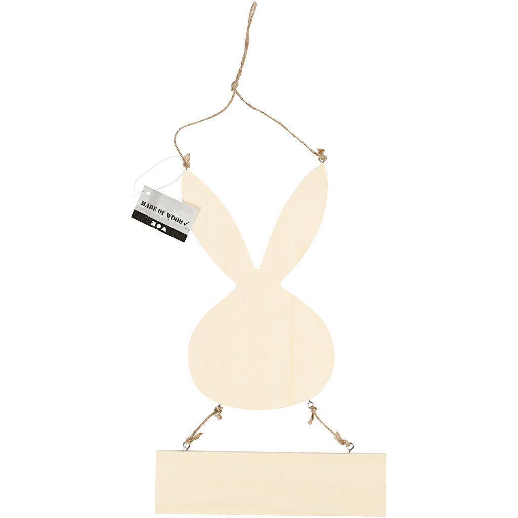 Plywood Bunny Sign With String Hanging Decoration Animals Crafts W: 19.2 cm H: 29.5 cm - Home - Crafts