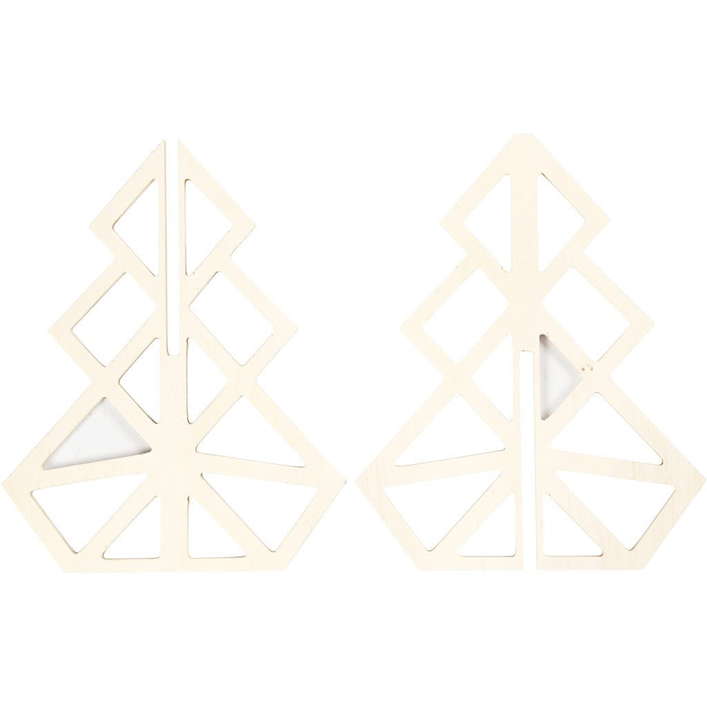 Plywood Geometric Design 3D Christmas Tree Decoration Crafts H: 20 cm W: 16 cm - Home - Crafts