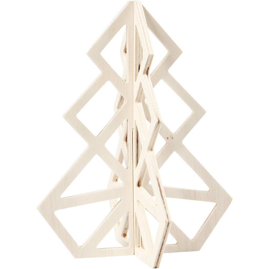 Plywood Geometric Design 3D Christmas Tree Decoration Crafts H: 20 cm W: 16 cm - Home - Crafts