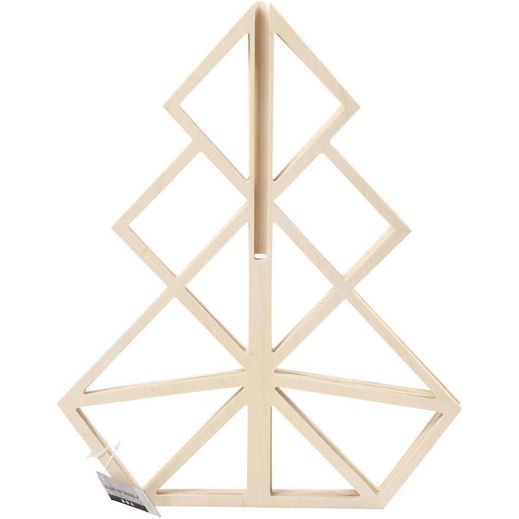 Plywood Geometric Design 3D Christmas Tree Decoration Crafts H: 40 cm W: 32 cm - Home - Crafts