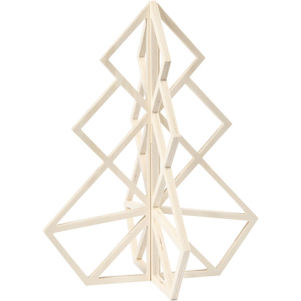Plywood Geometric Design 3D Christmas Tree Decoration Crafts H: 40 cm W: 32 cm - Home - Crafts