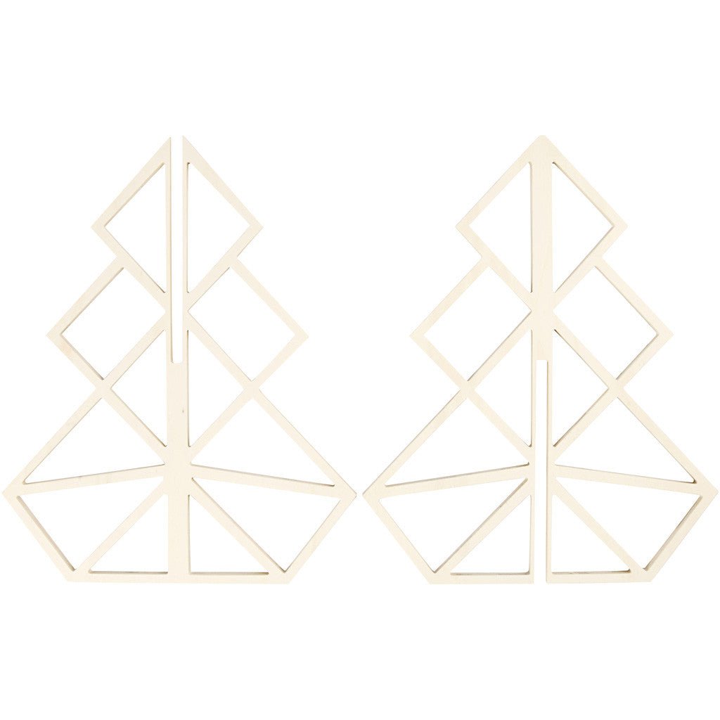 Plywood Geometric Design 3D Christmas Tree Decoration Crafts H: 40 cm W: 32 cm - Home - Crafts