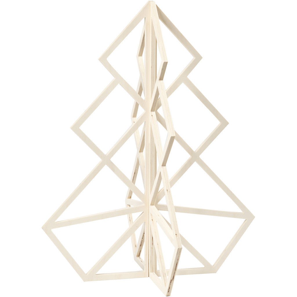 Plywood Geometric Design 3D Christmas Tree Decoration Crafts H: 60 cm W: 48 cm - Home - Crafts