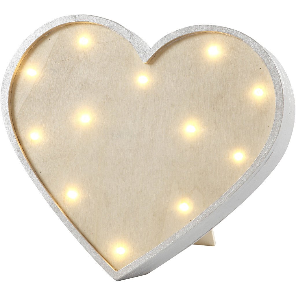 Plywood Heart Shaped Light Box With 12 Small Bulbs Decoration Crafts H: 21 cm W: 23.5 cm - Home - Crafts