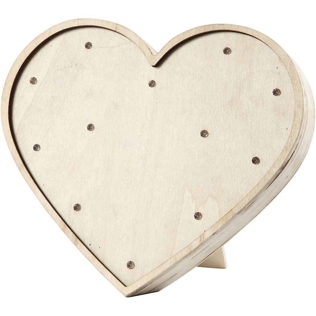 Plywood Heart Shaped Light Box With 12 Small Bulbs Decoration Crafts H: 21 cm W: 23.5 cm - Home - Crafts