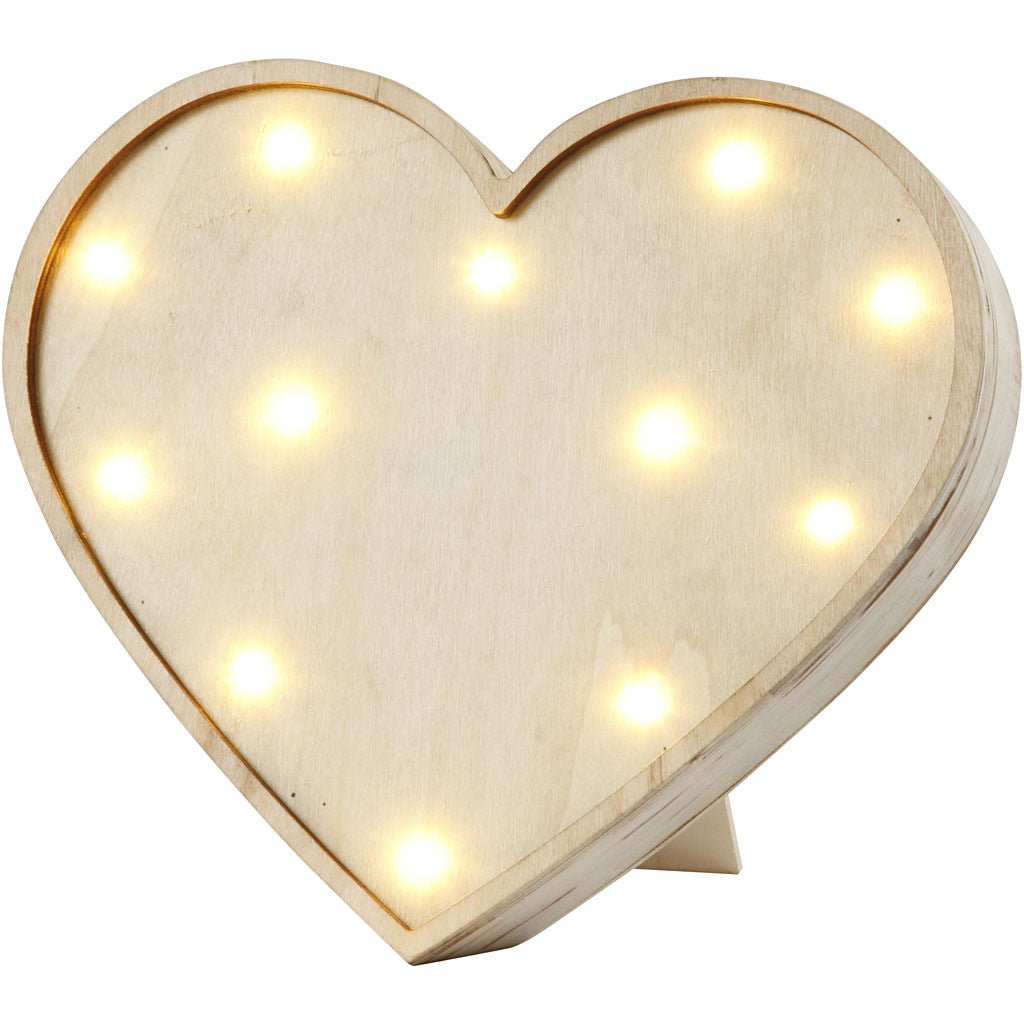 Plywood Heart Shaped Light Box With 12 Small Bulbs Decoration Crafts H: 21 cm W: 23.5 cm - Home - Crafts