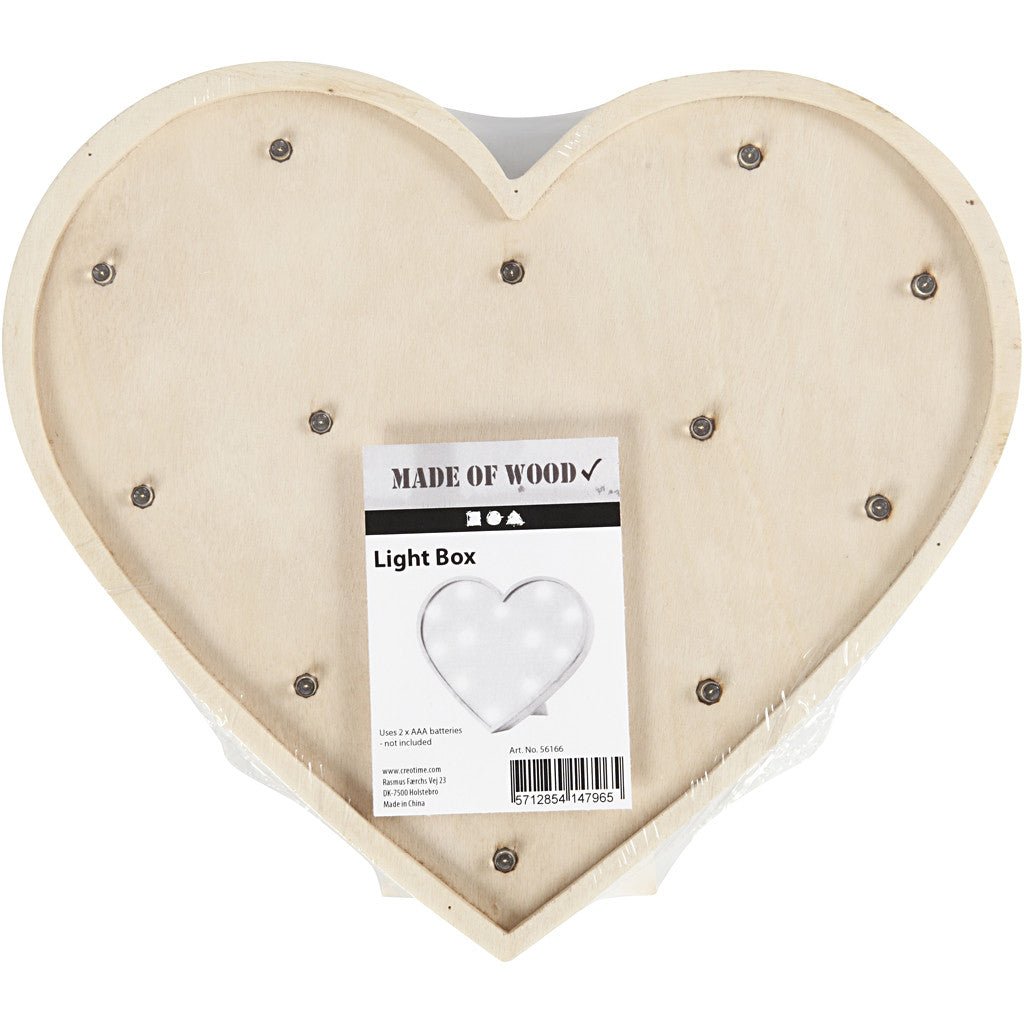 Plywood Heart Shaped Light Box With 12 Small Bulbs Decoration Crafts H: 21 cm W: 23.5 cm - Home - Crafts