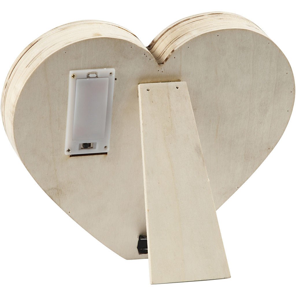 Plywood Heart Shaped Light Box With 12 Small Bulbs Decoration Crafts H: 21 cm W: 23.5 cm - Home - Crafts