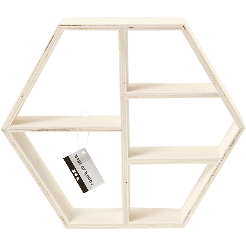Plywood Hexagonal Frame Shelf Home Furnishings Decorations Crafts 28.5x25x5 cm - Home - Crafts