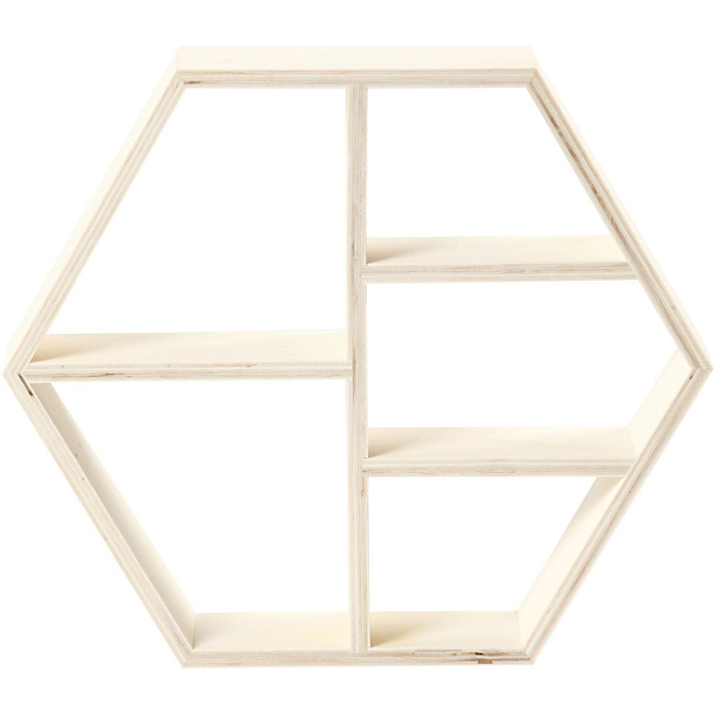 Plywood Hexagonal Frame Shelf Home Furnishings Decorations Crafts 28.5x25x5 cm - Home - Crafts