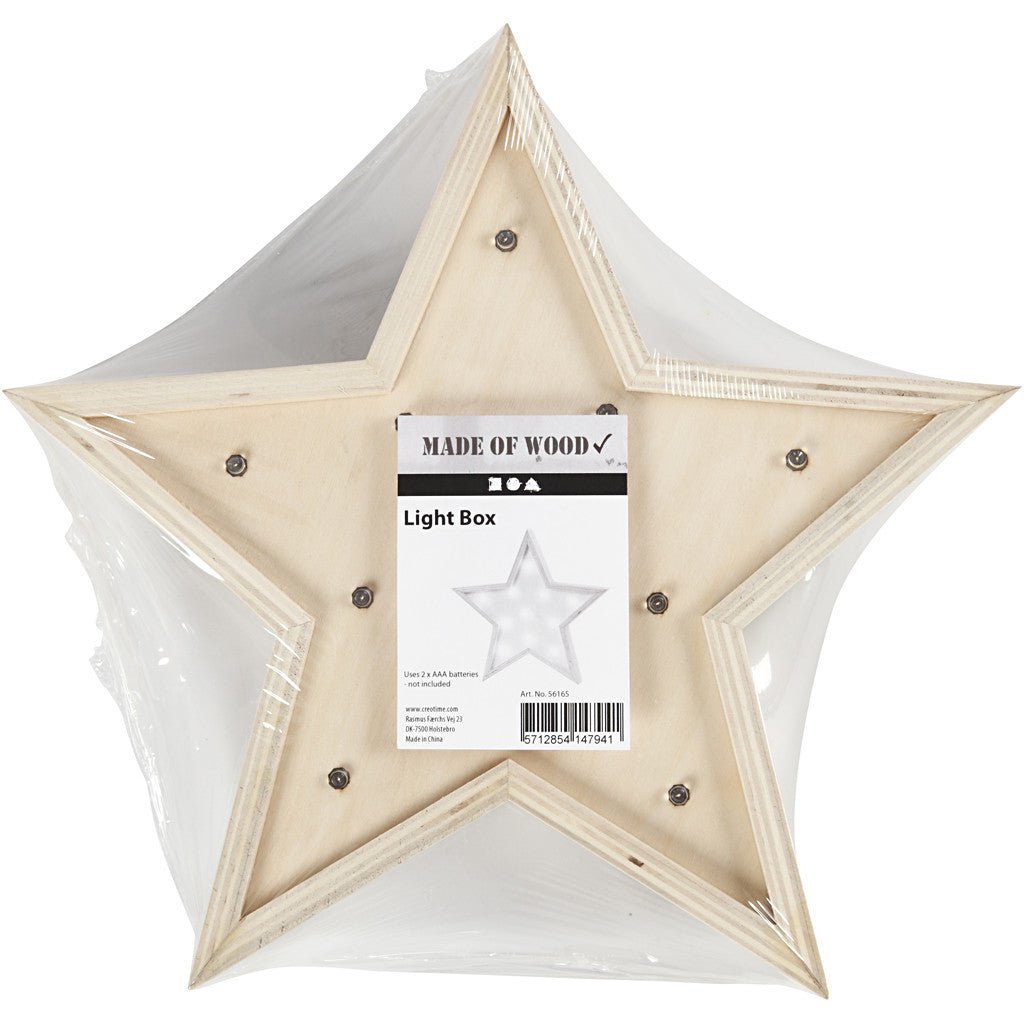 Plywood Star Shaped Light Box With 11 Small Bulbs Decoration Crafts H: 26 cm D: 3.5 cm - Home - Crafts