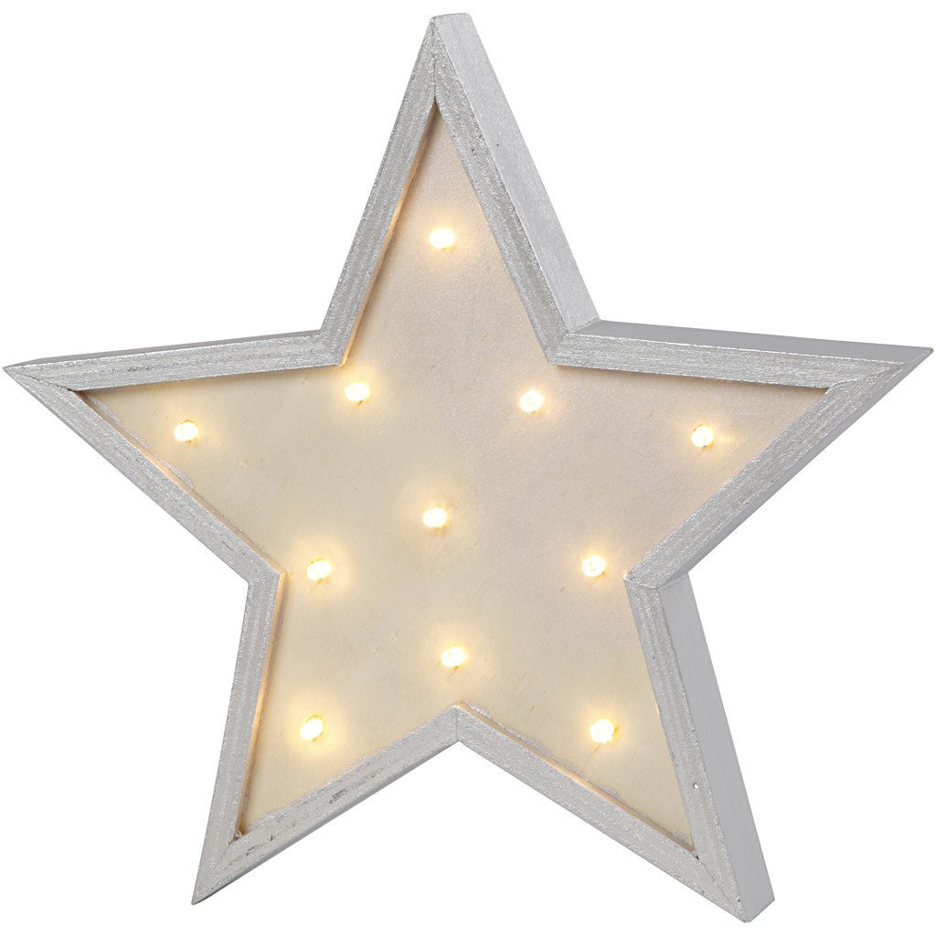 Plywood Star Shaped Light Box With 11 Small Bulbs Decoration Crafts H: 26 cm D: 3.5 cm - Home - Crafts