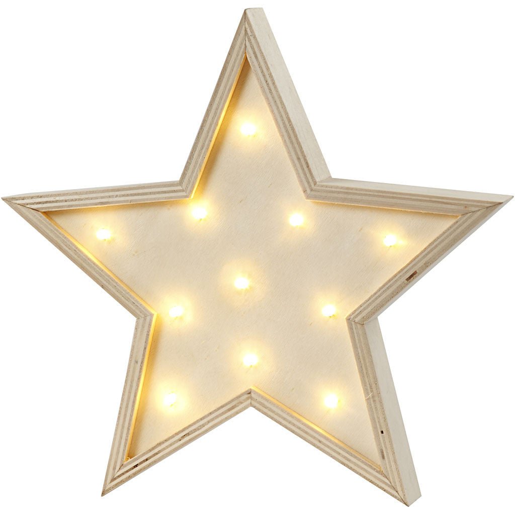 Plywood Star Shaped Light Box With 11 Small Bulbs Decoration Crafts H: 26 cm D: 3.5 cm - Home - Crafts