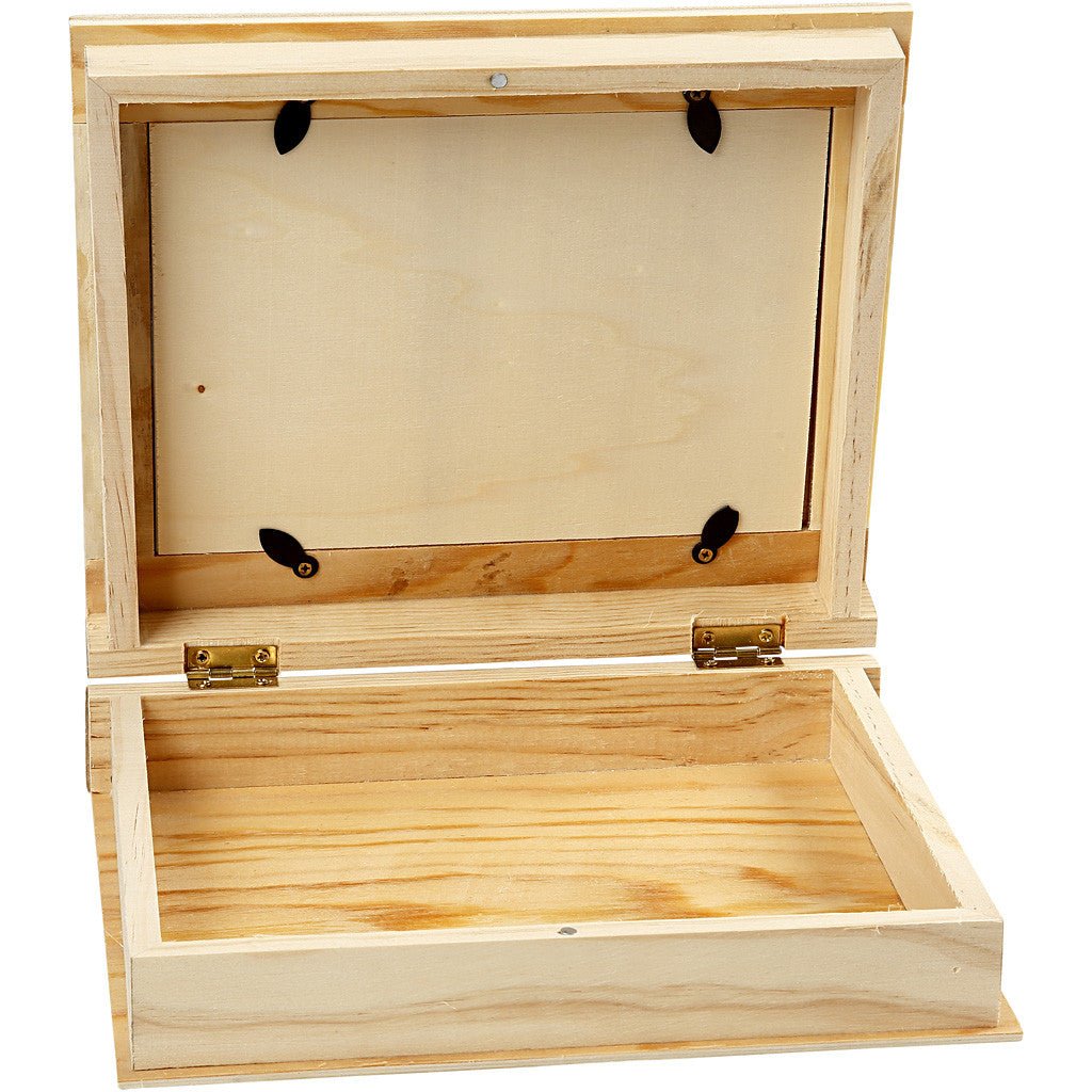 Plywood Wood Book Shaped Magnetic Closure Storage Box Decoration Crafts 21.7x18 cm - Home - Crafts