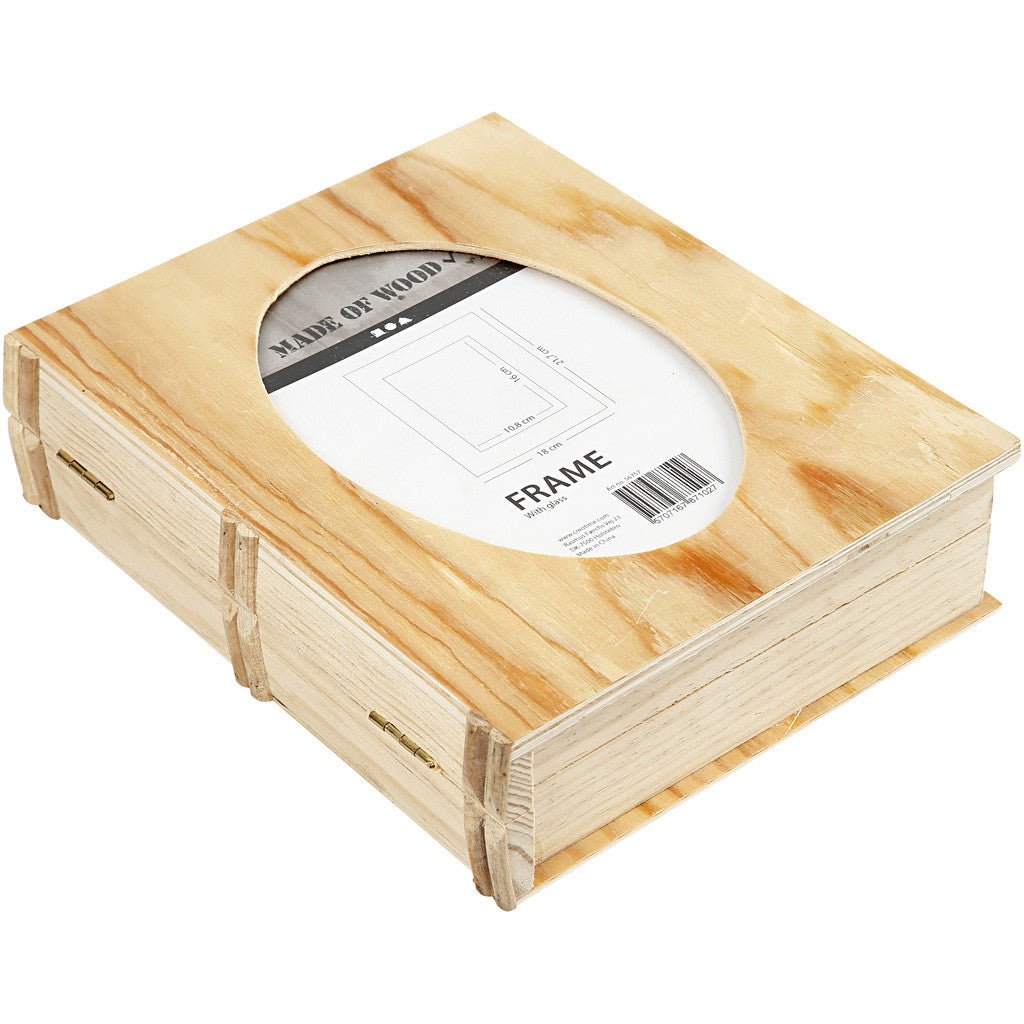 Plywood Wood Book Shaped Magnetic Closure Storage Box Decoration Crafts 21.7x18 cm - Home - Crafts