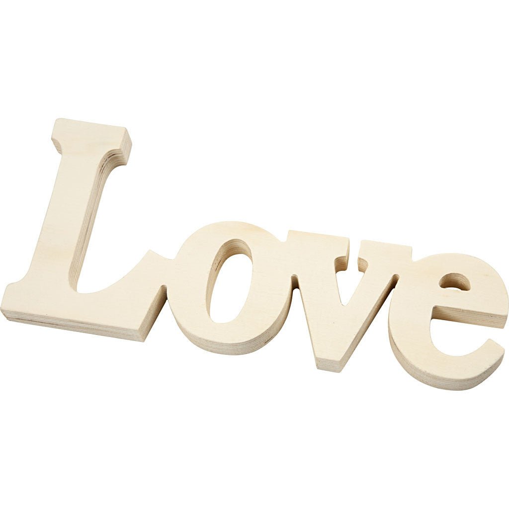 Plywood Word Motif Decoration Letters Symbols Crafts 23x10 cm T: 15 mm - Love - Home - Crafts