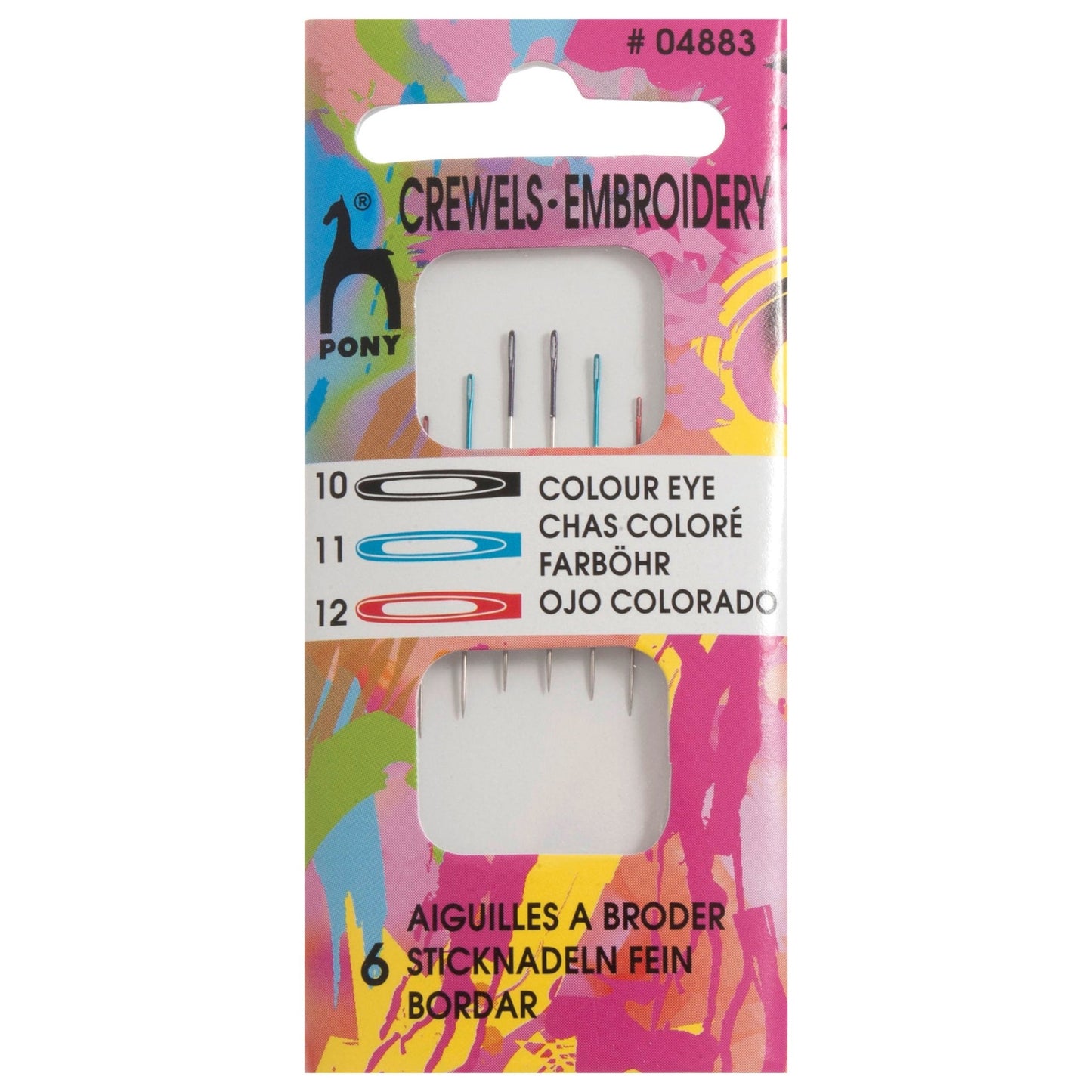 Pony Crewels Colour Coded Eye Hand Sewing Needles Embroidery Craft - Select Size