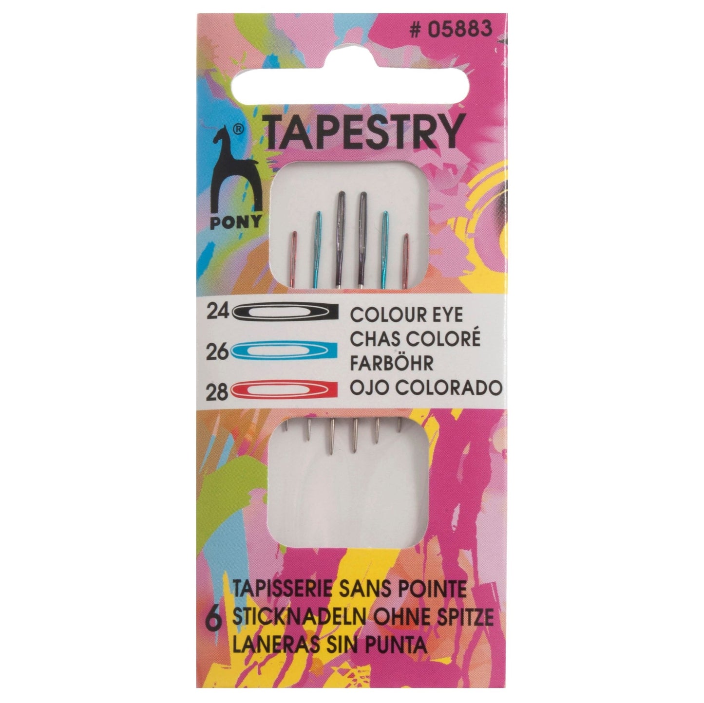 Pony Tapestry Needles Colour Coded Eye Blunt Tip Hand Sewing Craft - Select Size