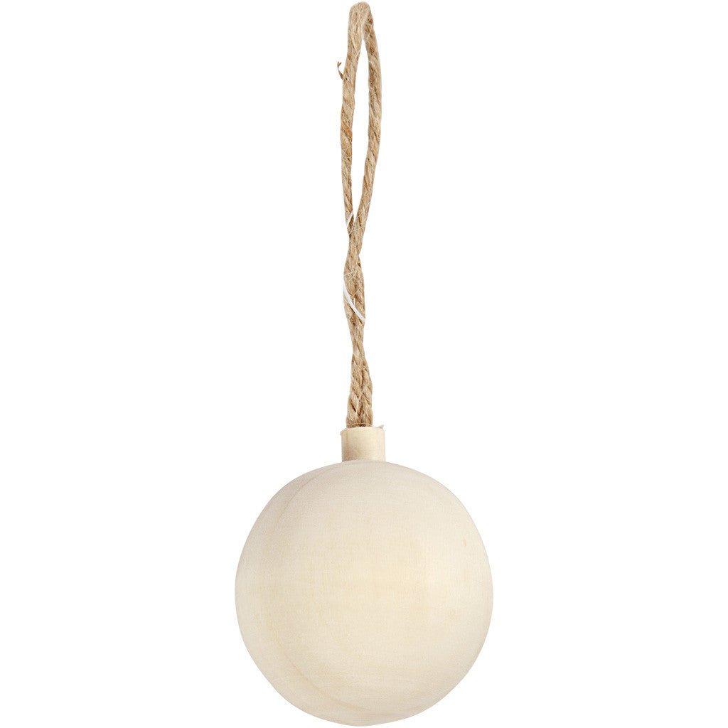 Poplar Wood Christmas Ball Ornament With String Hanging Decoration Crafts D: 4.8 cm - Home - Crafts