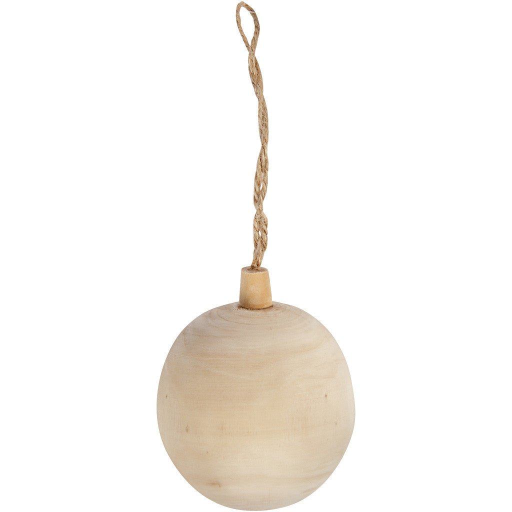Poplar Wood Christmas Ball Ornament With String Hanging Decoration Crafts D: 6.4 cm - Home - Crafts