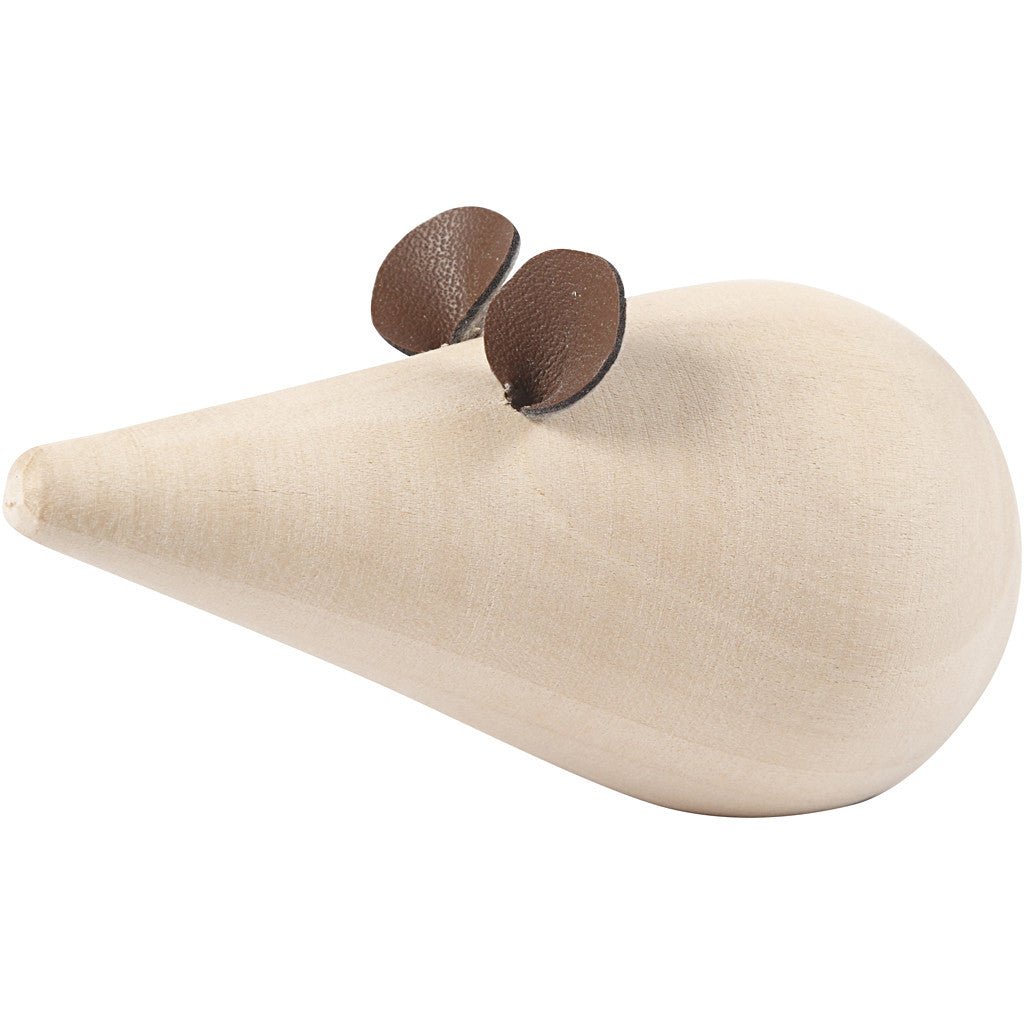 Poplar Wood Mouse With Flat Bottom Decoration Crafts L: 10 cm D: 5.5 cm - Home - Crafts
