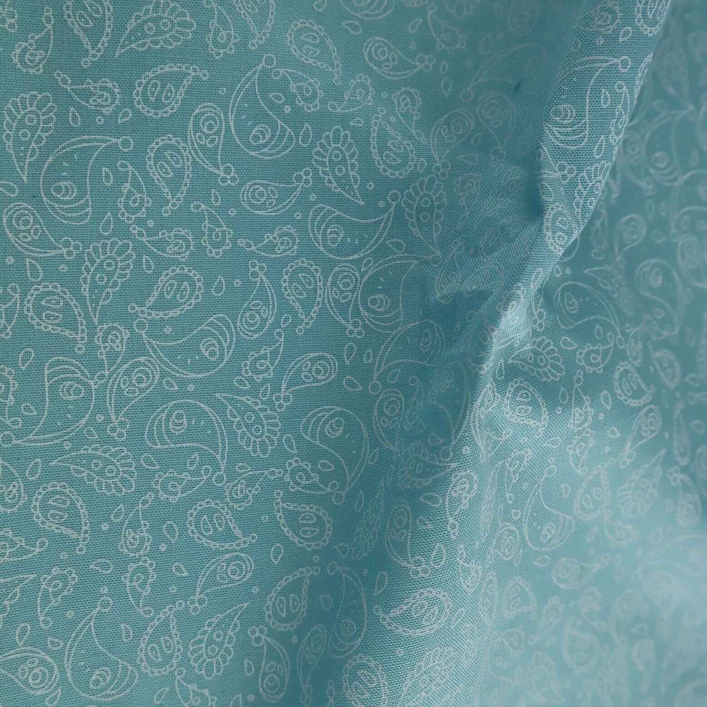 Pretty Paisley Duck Egg Shabby Chic Polycotton Floral Fabric - Home - Crafts
