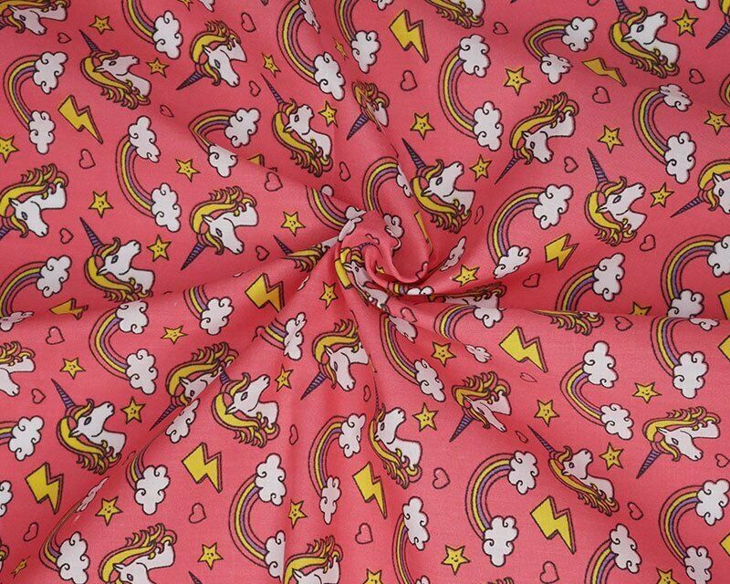 Rainbow Unicorn Candy Polycotton Children Fabric - Home - Crafts