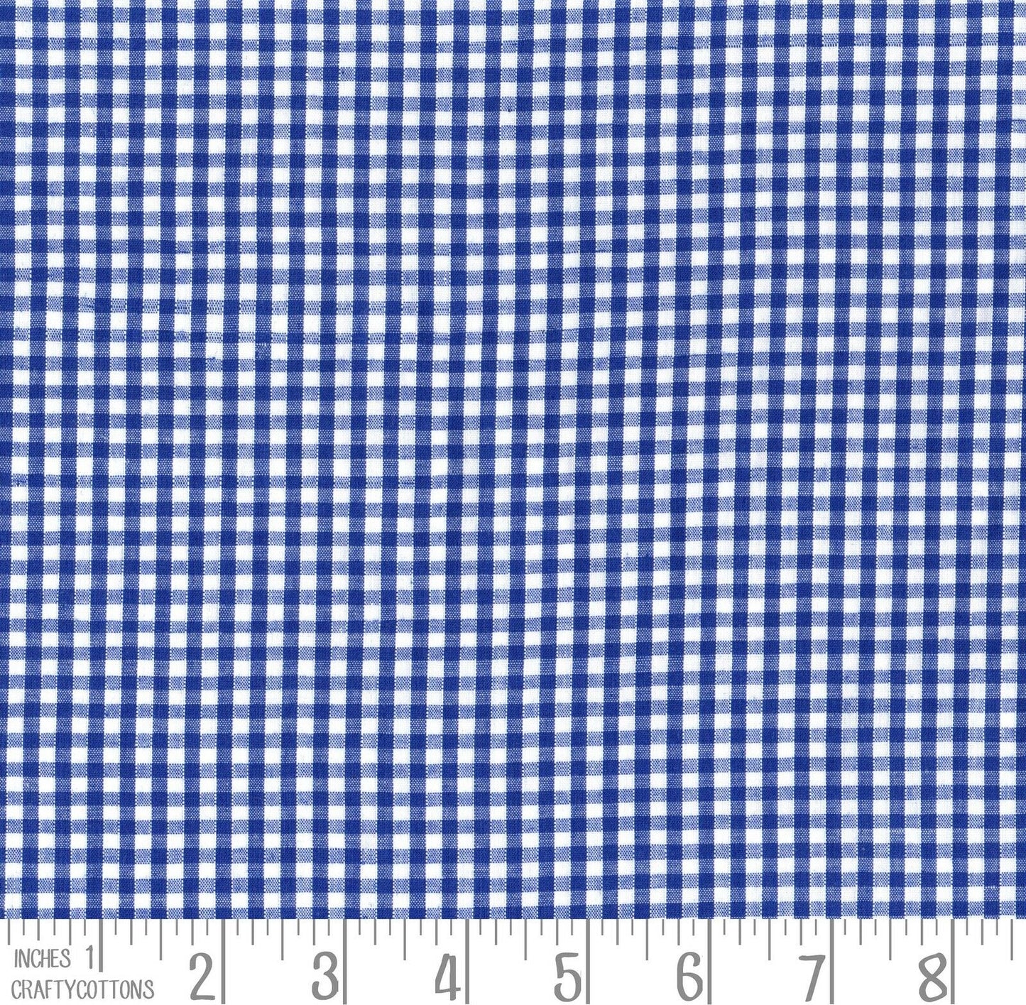 Royal Blue Gingham Polycotton 1/8" Checked Fabric Select Size 112cm Wide - Home - Crafts