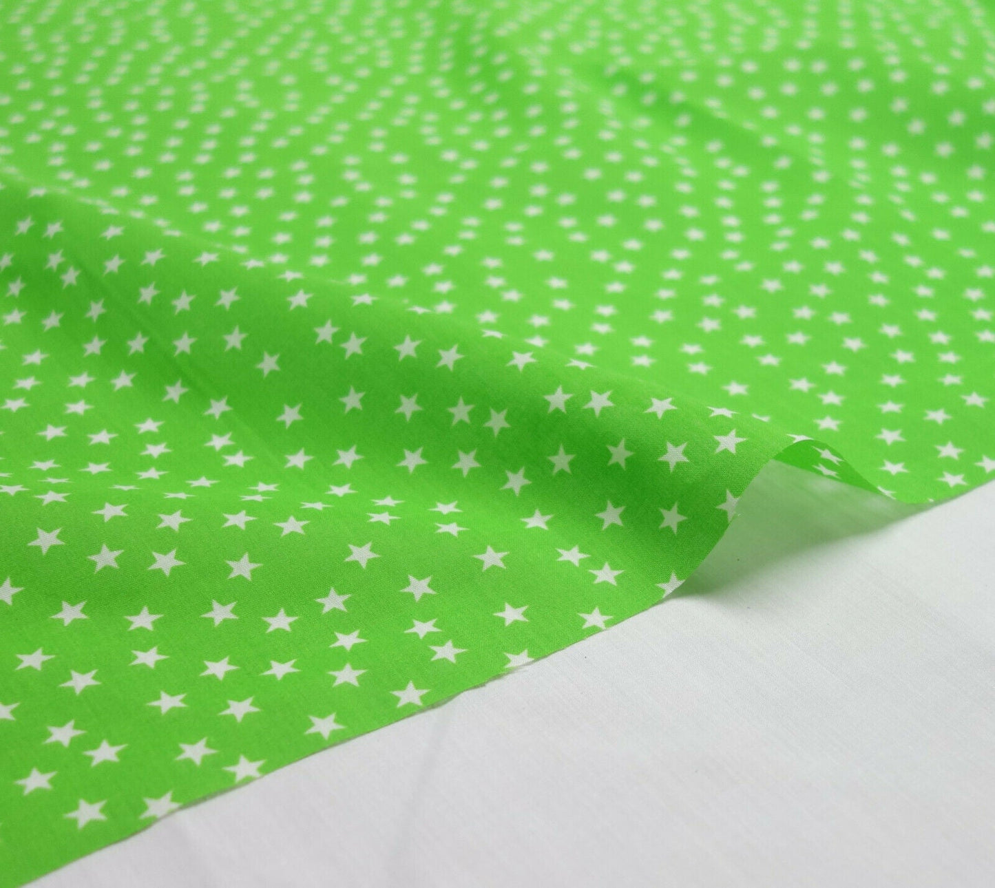 Shiny Stars Lime Shabby Chic Polycotton Floral Fabric Sold By Half Metre