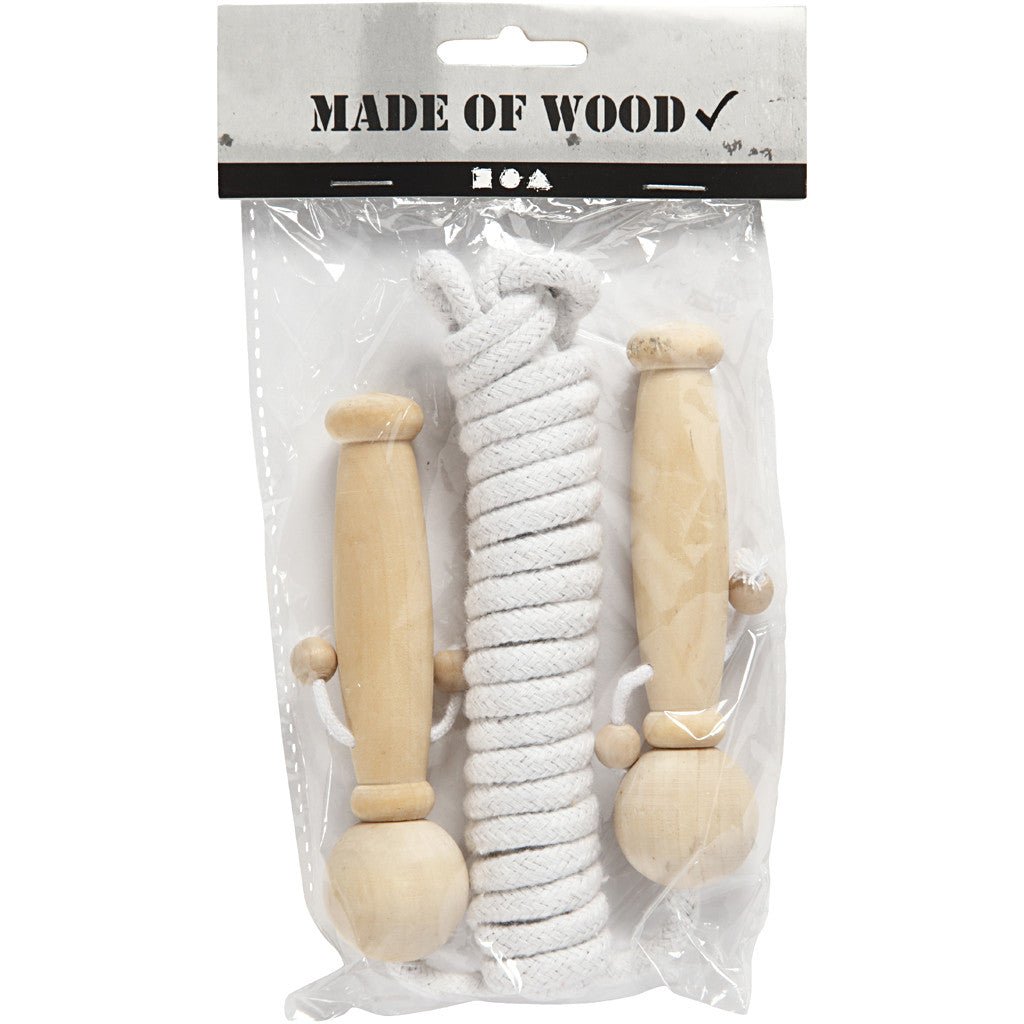Skipping Rope With Wooden Doll Handles Sports Fitness Deocration Crafts 225cm - Home - Crafts