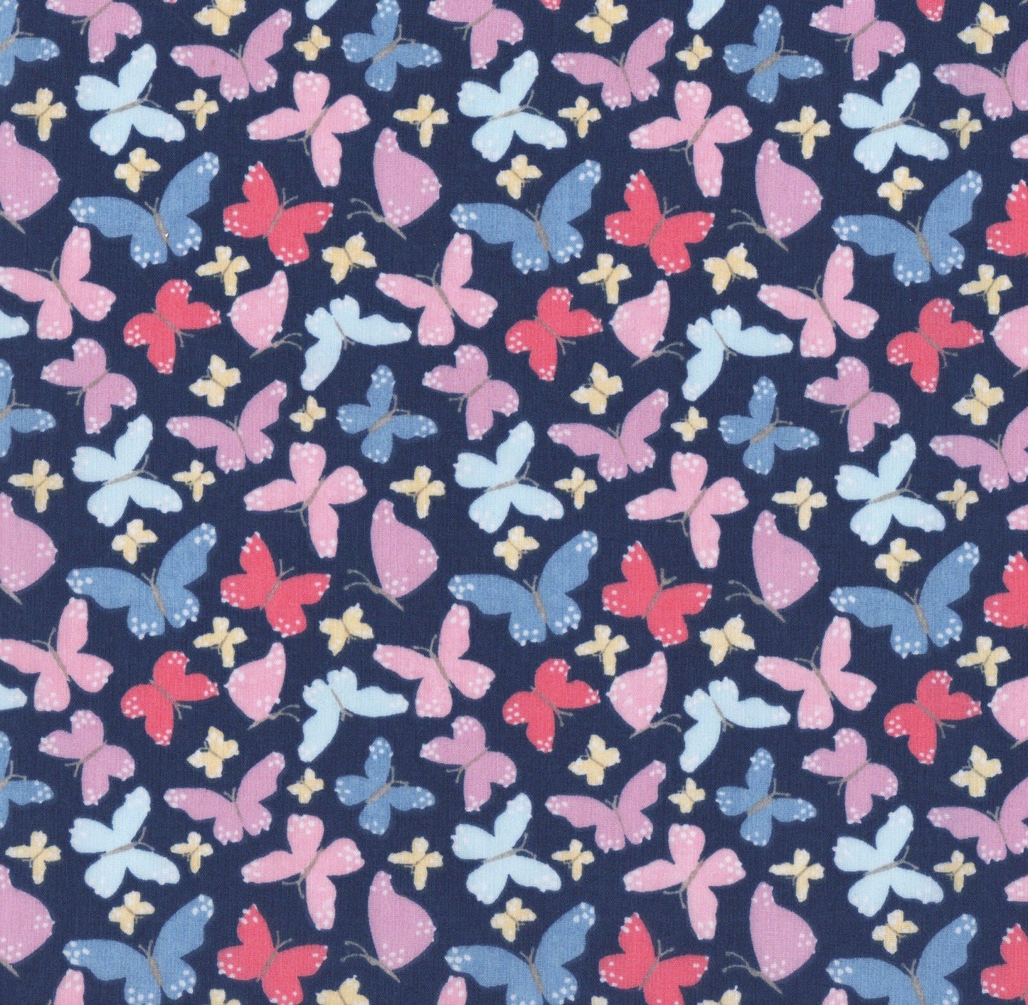 Small Butterflies Navy Polycotton Children Fabric Choose Size - Home - Crafts