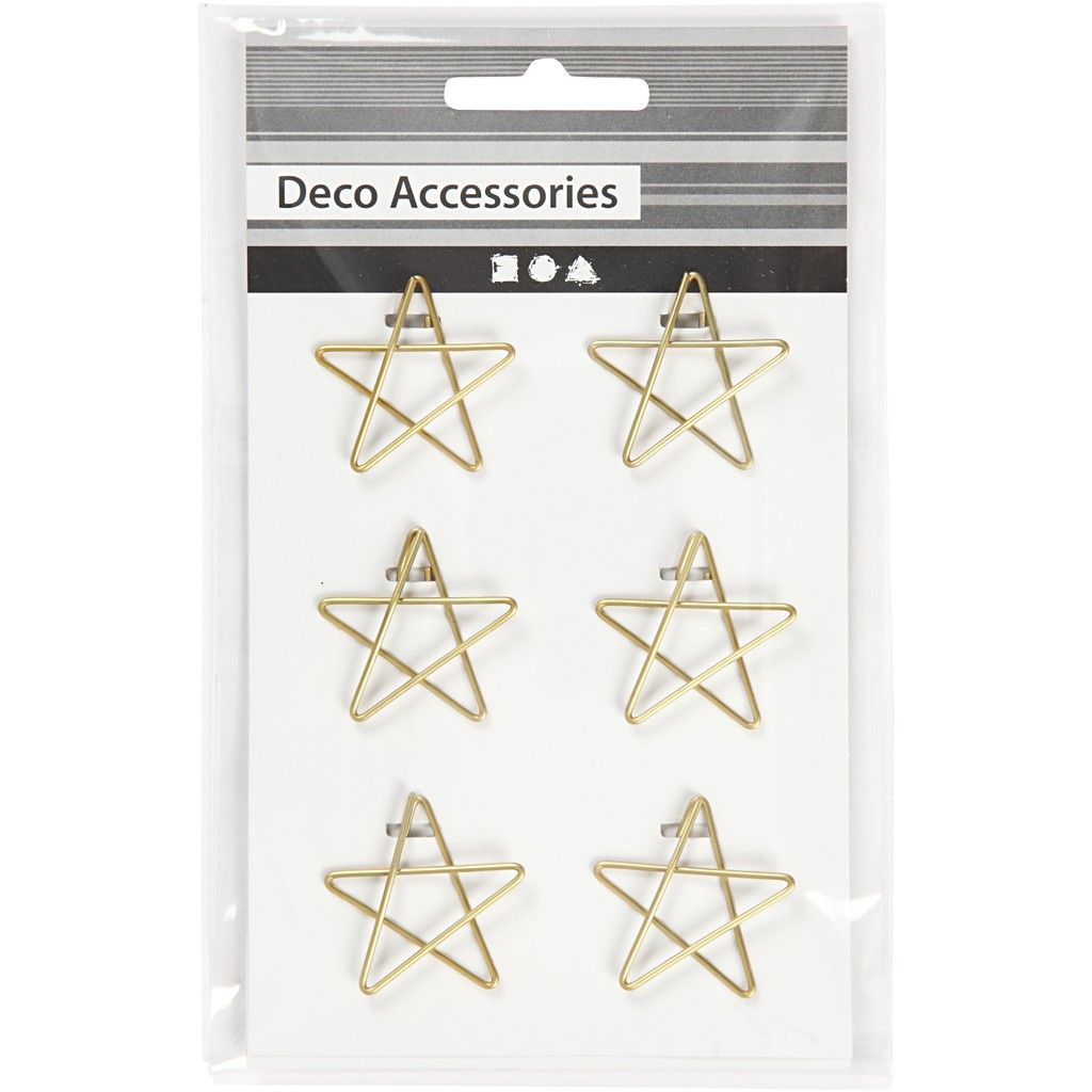 Star Shaped Metal Gold Colour Paperclips For Card Gift Decorations 30 mm x 30 mm - Home - Crafts