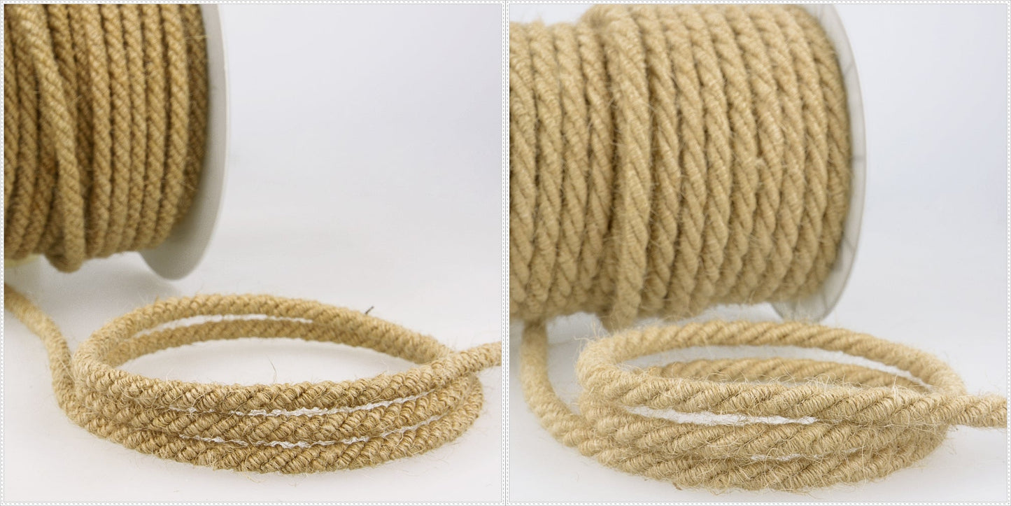 Stephanoise Natural Jute Cord Macramé Ribbons Crafts 20m x 6mm - Select Size