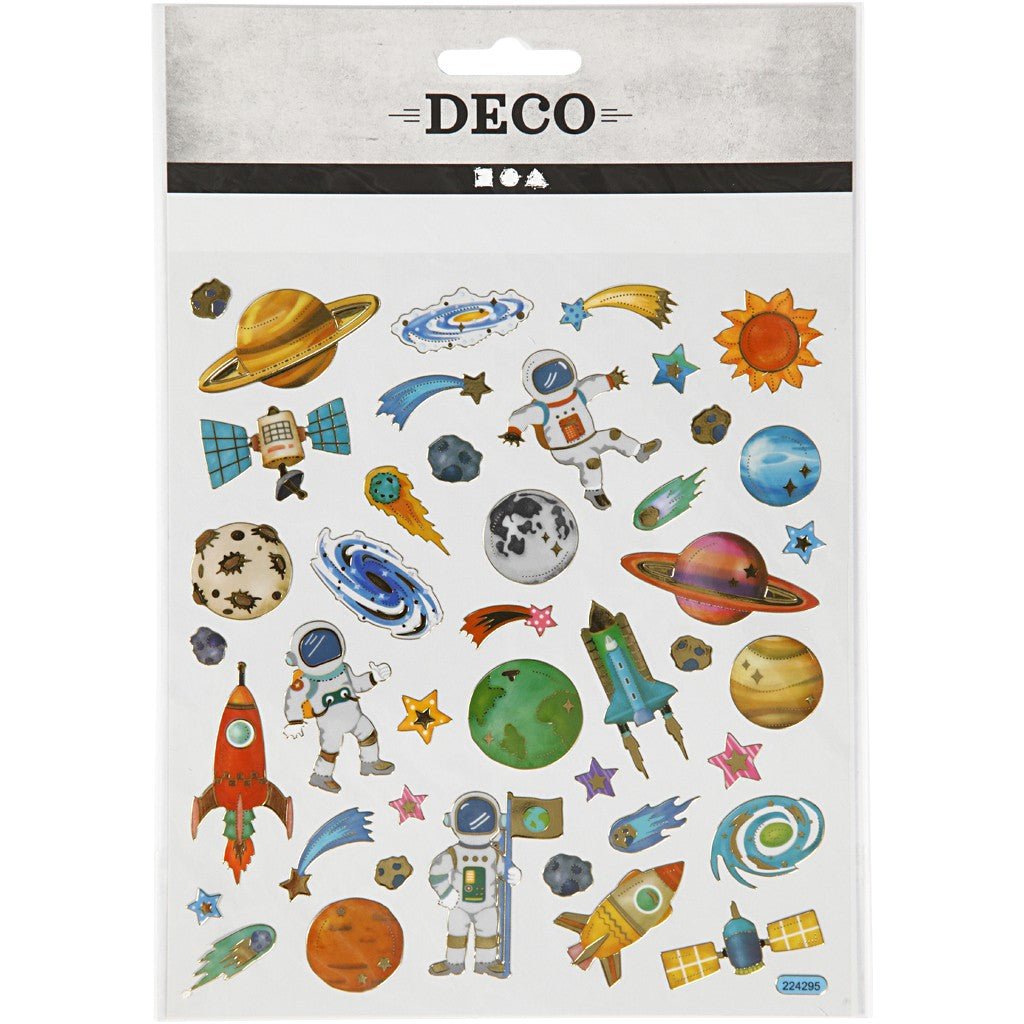 Stickers, sheet 15x16.5cm, 41 pc, space, 1 sheet - Home - Crafts