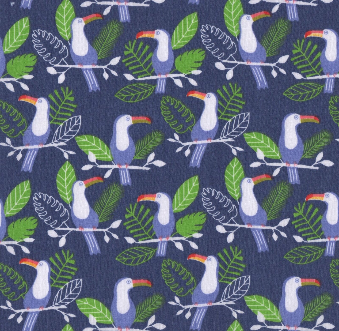 Toucans Navy Polycotton Children Fabric Choose Size - Home - Crafts
