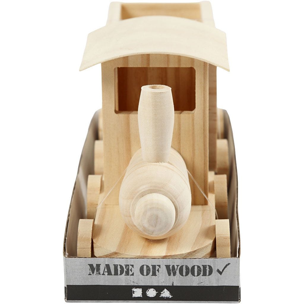Toy Train with Carriage Light Wood 9.5x21.5x6.5cm Advent Birthday Christmas