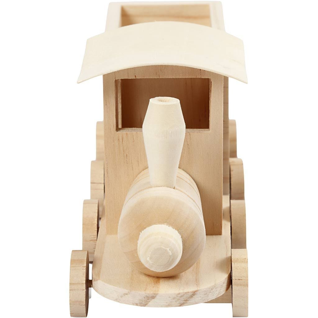 Toy Train with Carriage Light Wood 9.5x21.5x6.5cm Advent Birthday Christmas