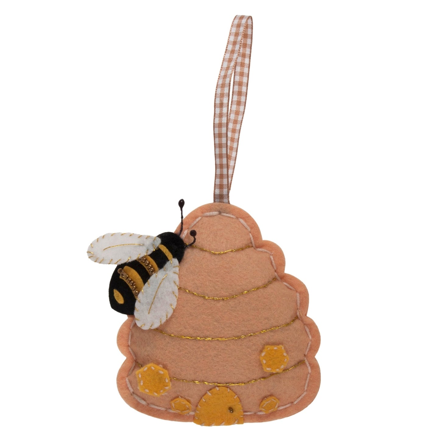 Trimits Pre - Punched Shaped Acrylic Felt Kit For Beginners 10cm x 10cm - Bee Hive - Home - Crafts