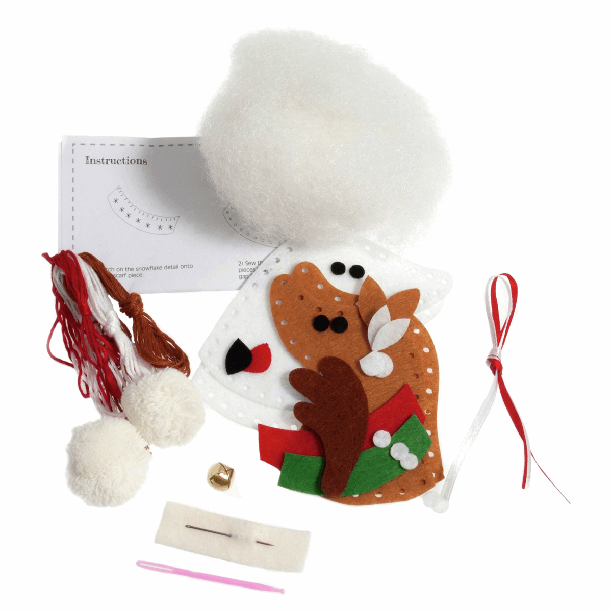 Trimits Pre - Punched Shaped Acrylic Felt Kit For Beginners 10cm x 9cm - Deer & Polar Bear - Home - Crafts