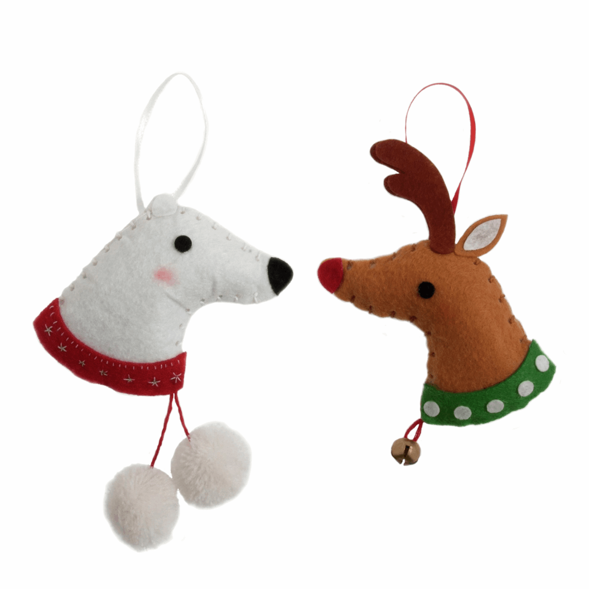 Trimits Pre - Punched Shaped Acrylic Felt Kit For Beginners 10cm x 9cm - Deer & Polar Bear - Home - Crafts