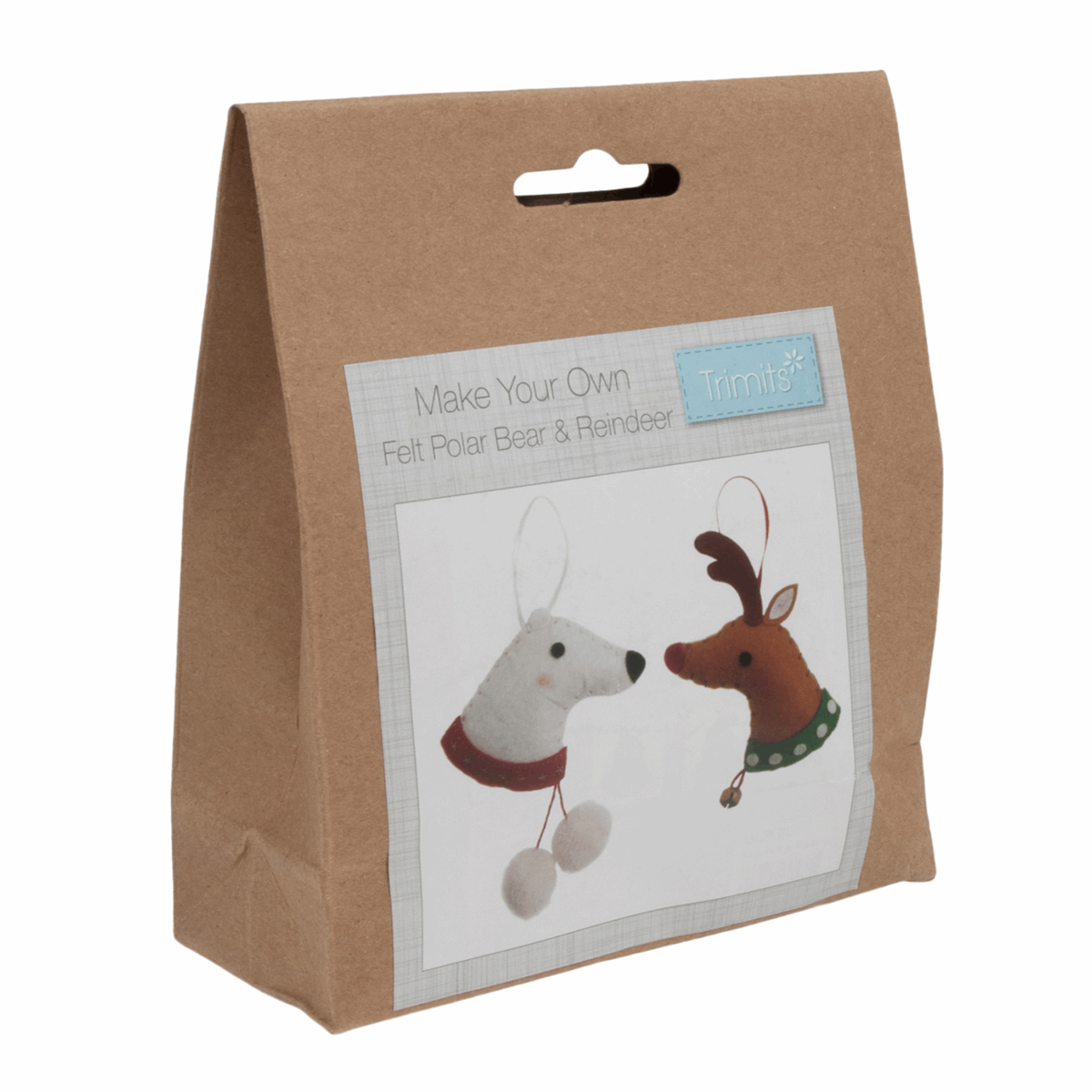 Trimits Pre - Punched Shaped Acrylic Felt Kit For Beginners 10cm x 9cm - Deer & Polar Bear - Home - Crafts