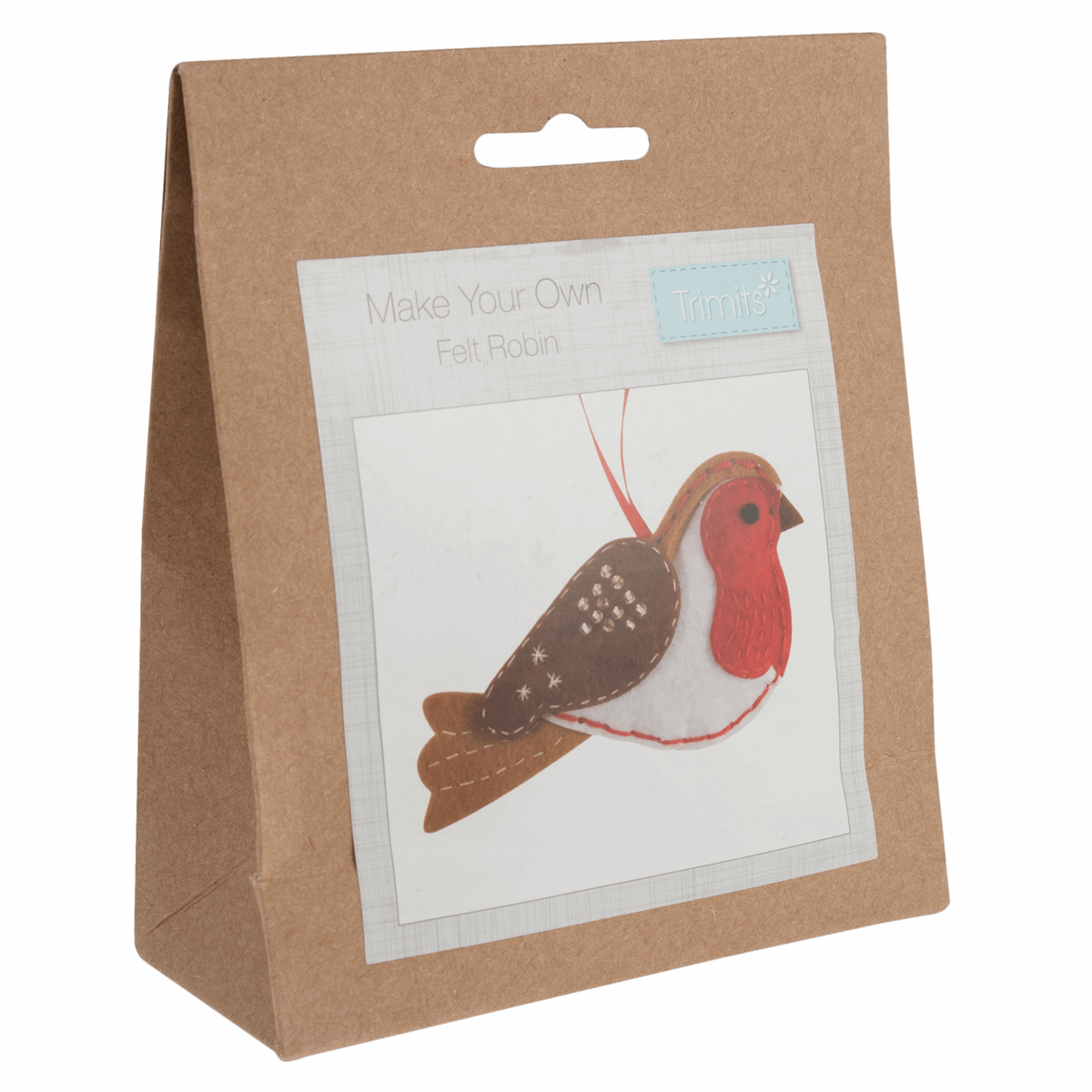 Trimits Pre - Punched Shaped Acrylic Felt Kit For Beginners 4.5 x 11.6cm - Robin - Home - Crafts