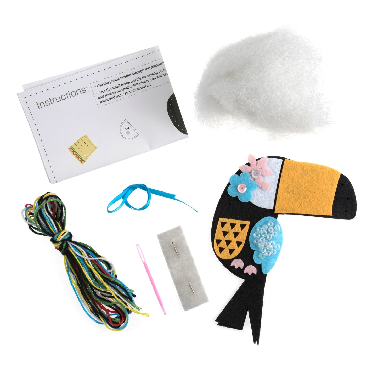 Trimits Toucan Pre Punched Shaped Acrylic Felt Kit For Beginners 12cm x 9cm - Home - Crafts