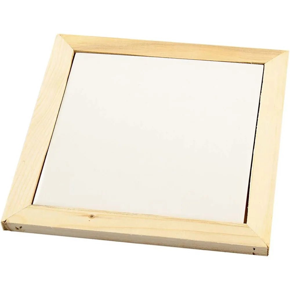 Trivet Wooden Frame - White Porcelain